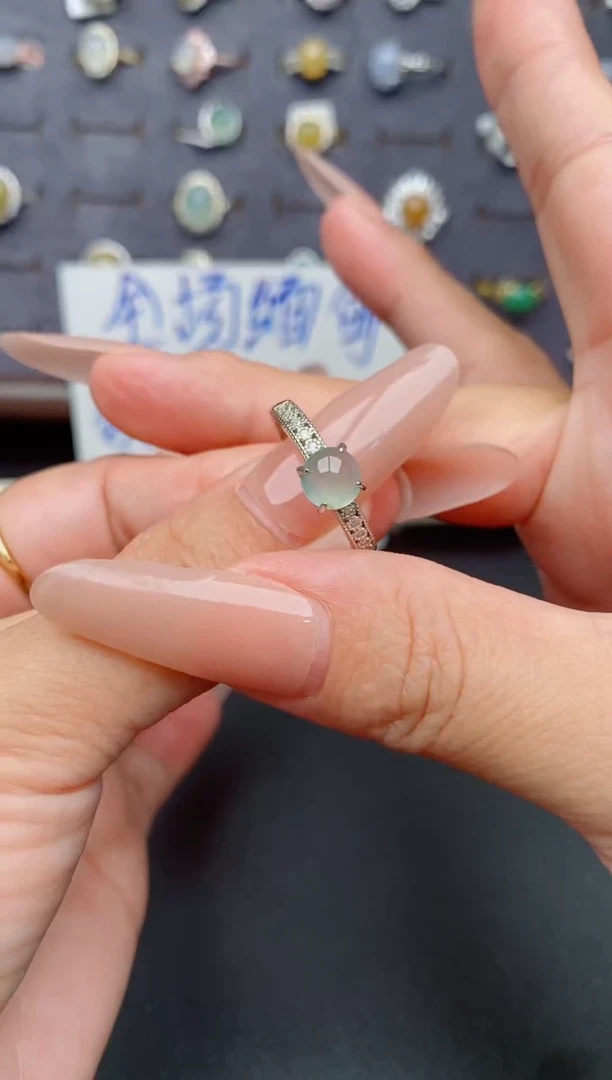 银S925镶嵌戒指翡翠天然翡翠A货111    1-
