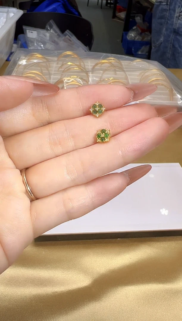 银S925镶嵌翡翠耳饰【松老板】1230005