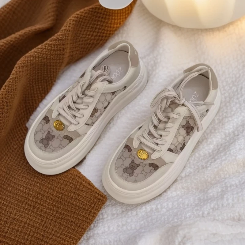 大厂出品88176透气系带拼色青年松糕底休闲板鞋平底厚网面英伦风