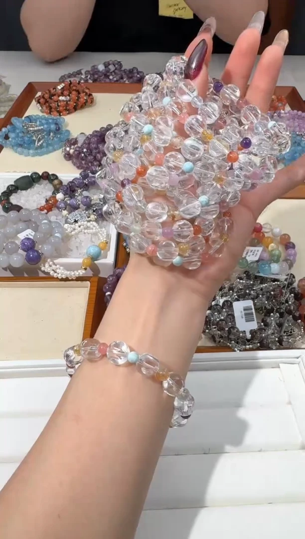 【闪购商品】水晶手链未镶嵌F021白水方块多宝隔珠款