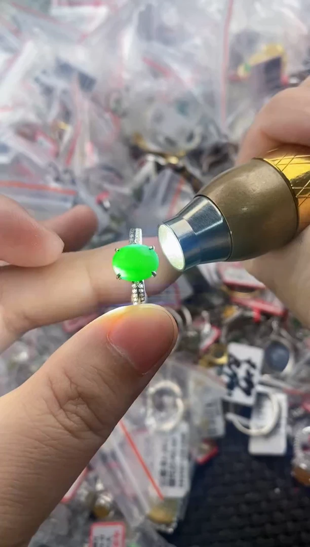 银S925镶嵌戒指翡翠333   10
