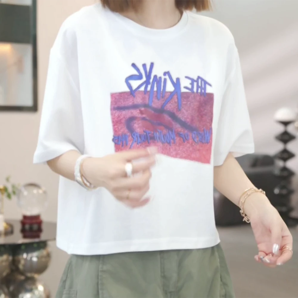 【行为艺术】2025夏季新款时尚休闲气质T恤上衣宽松圆领显瘦