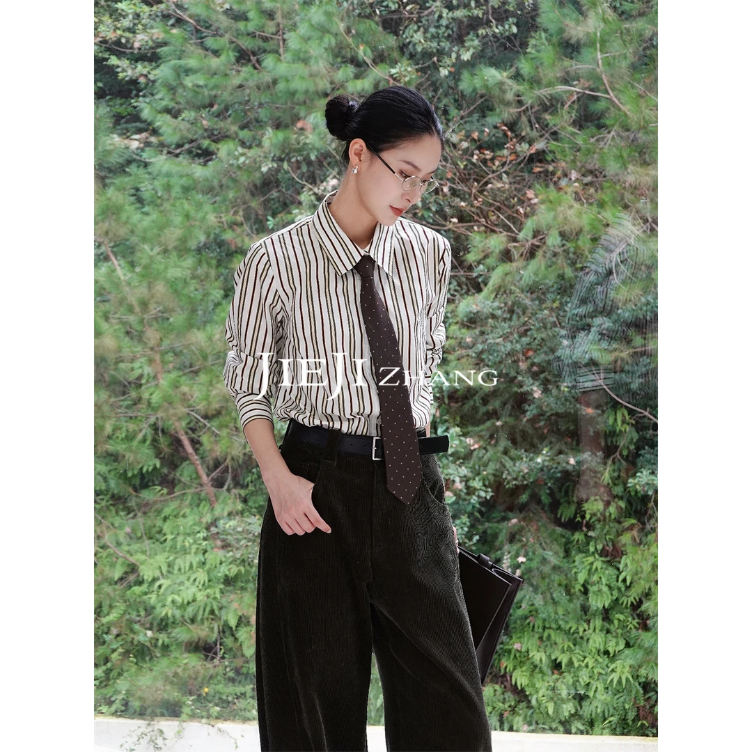 满目ManMu 【张琪专属】高级定制秋冬时尚百搭领带条纹衬衫350771