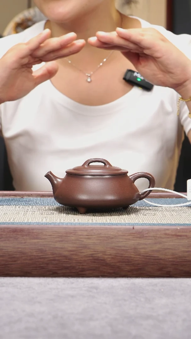 茶壶紫砂紫泥三足石瓢