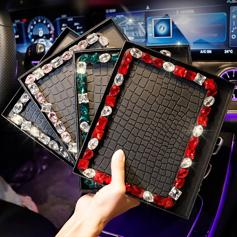 镶钻汽车防滑垫 车用中控仪表台置物垫车内中控台摆件防滑垫