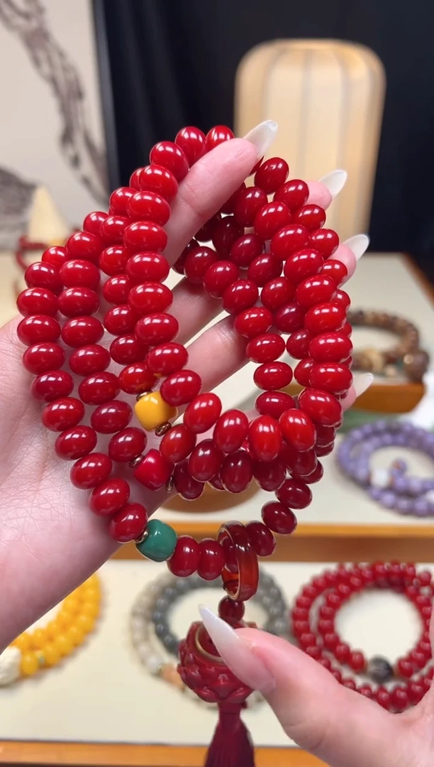 手串白玉菩提红菩提多圈108香囊款