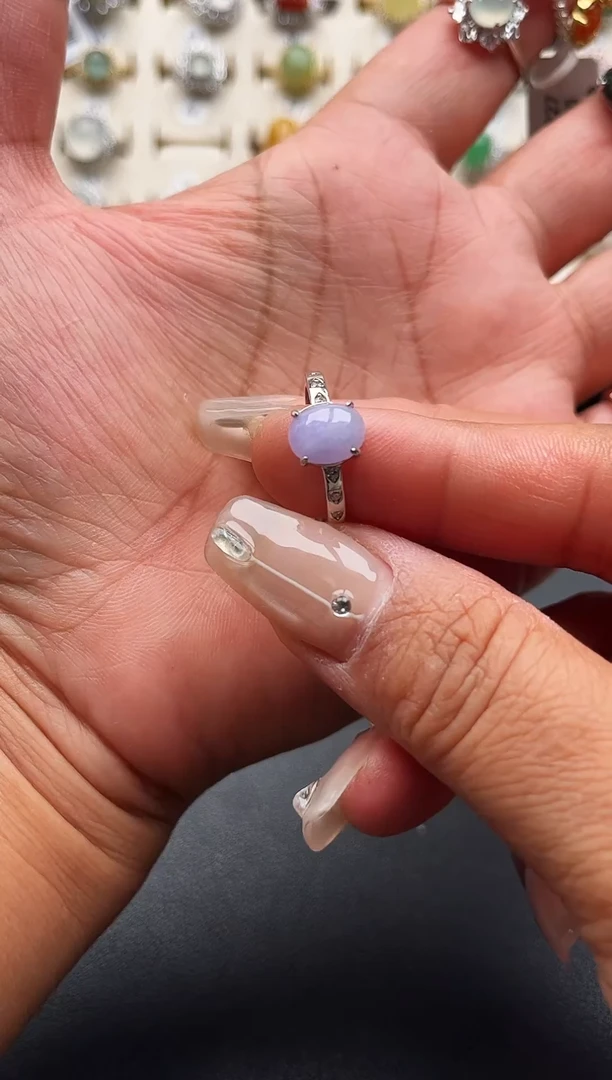 翡翠银S925镶嵌戒圈缅甸天然A货翡翠S925银镶嵌