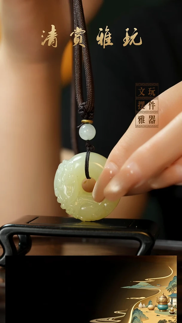 玉《平安扣》手把件摆件