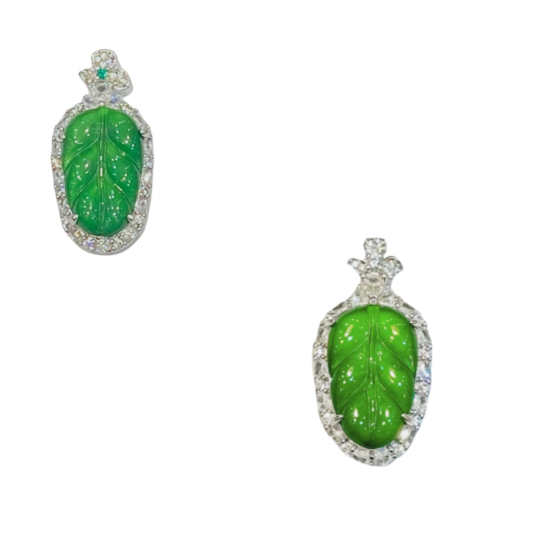 翡翠轻奢湖水绿叶子吊坠F947X合金多样性只发一件