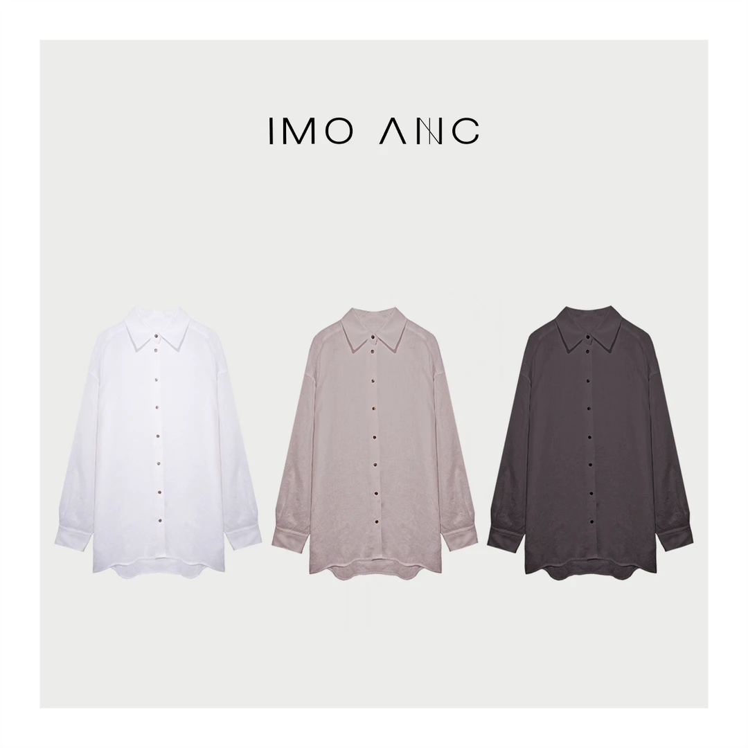 IM SO FANCY天然石头扣100亚麻长袖衬衫SQ1807