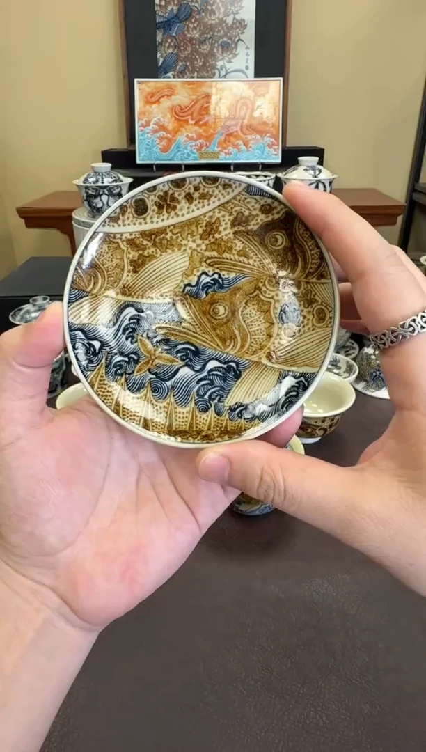 二号釉海浪鳜鱼杯垫