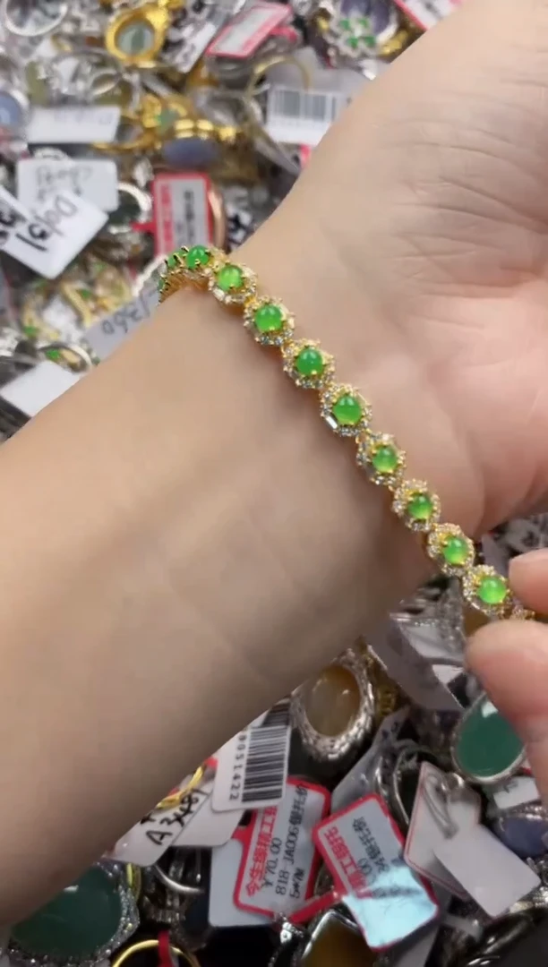 银S925镶嵌戒指翡翠222---6