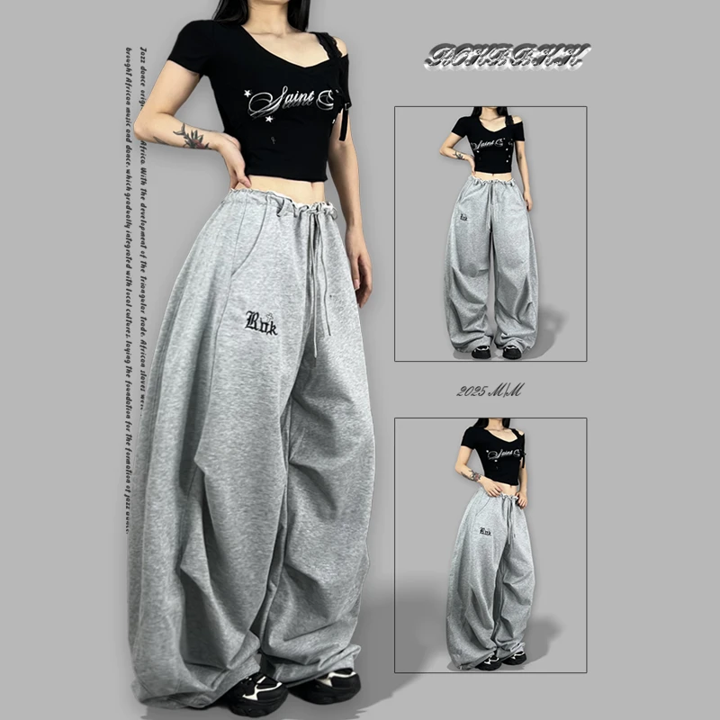 ROKBBK-K韩街舞潮牌美式hiphop宽松休闲运动裤爵士舞卫裤女