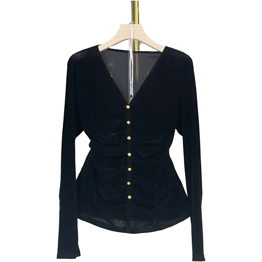 现货【RG2702】2025新款时尚气质休闲百搭减龄修身显瘦设计感上衣