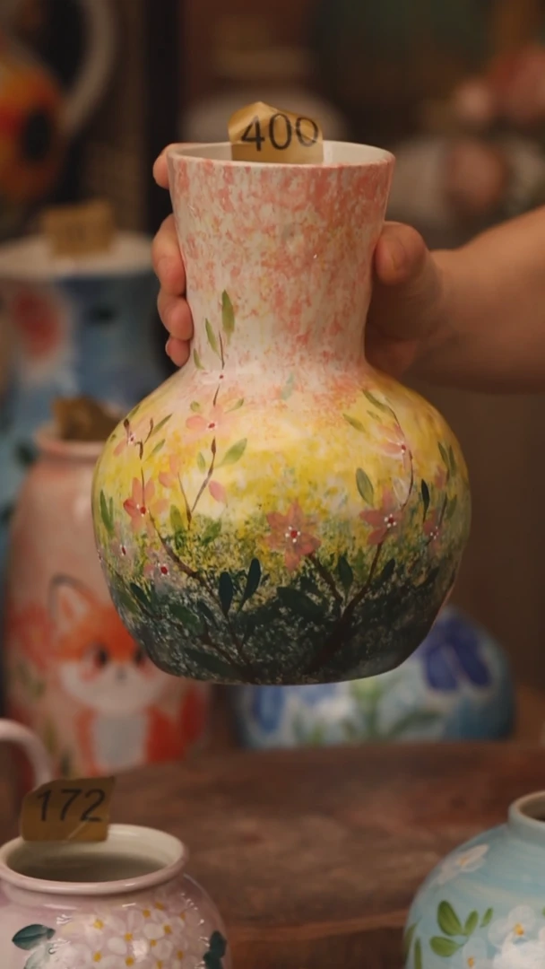 陶瓷400景德镇设计师手作花器摆件侘寂风