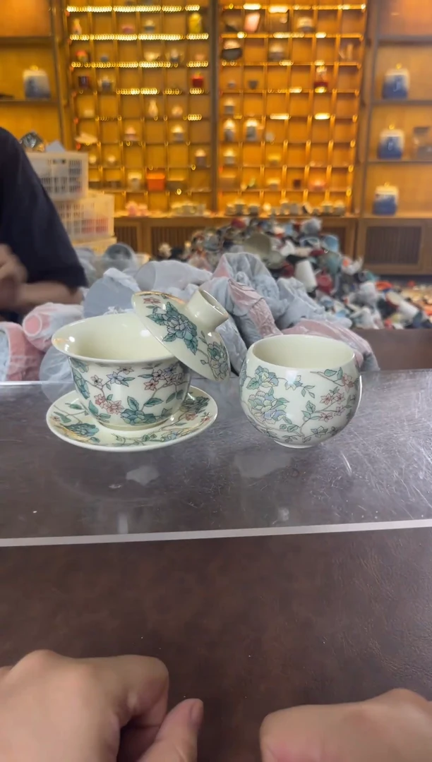 瓷片花溪陶瓷00000山茶花盖碗+主人杯