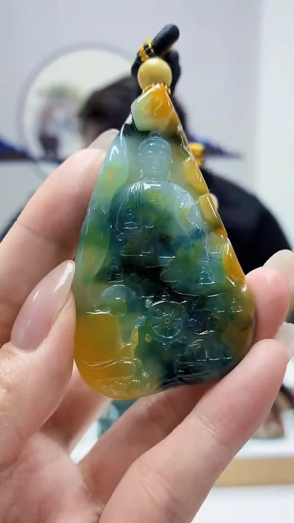 未镶嵌定制翡翠5060MM-毛货挂件138