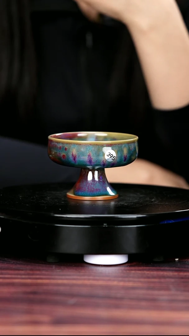 杯子395#李盼龙一级品钧瓷高足普洱杯