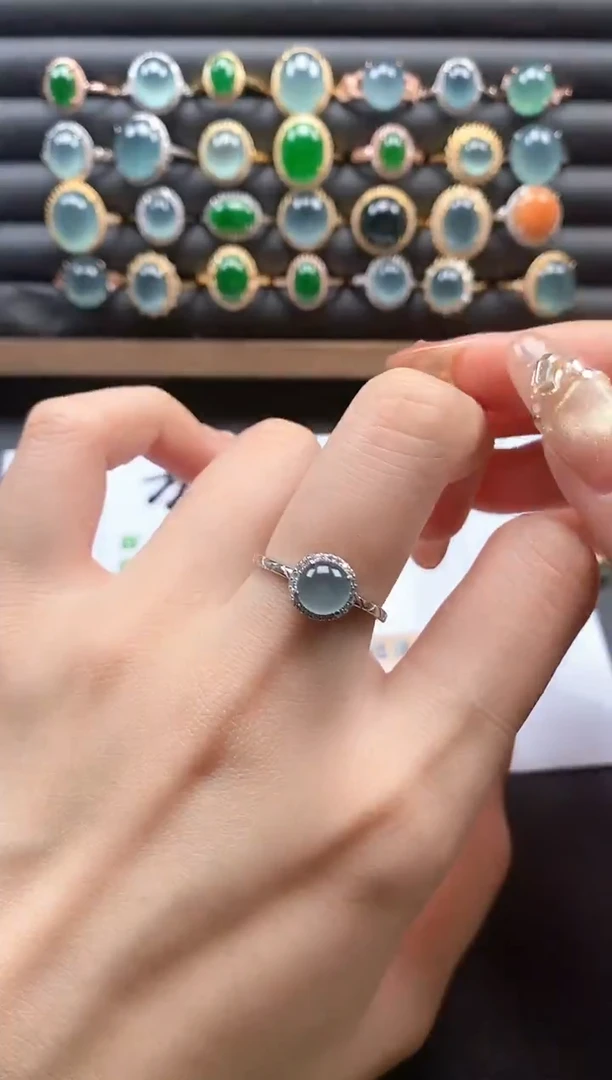 银S925镶嵌戒指翡翠51511