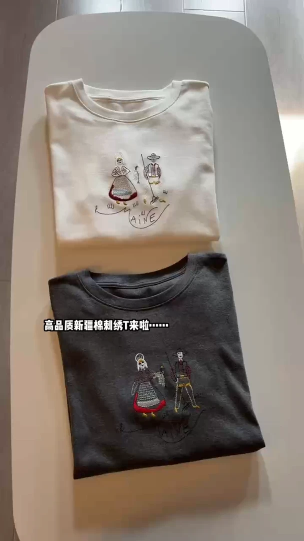 插画刺绣！面料超舒服！软糯短袖圆领百搭T恤2100