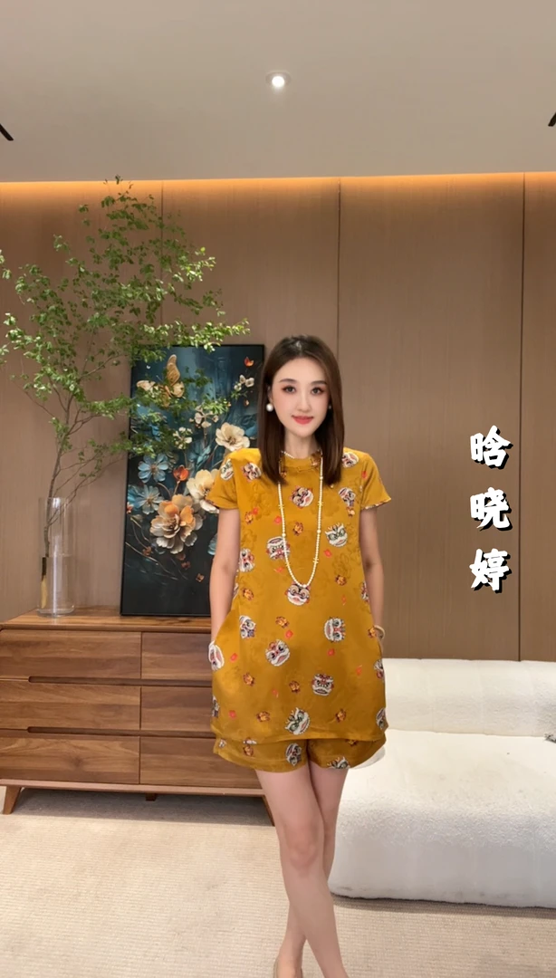【狮绣流金】套装-原创新中式醒狮元素上衣短裤时尚两件套套装T615