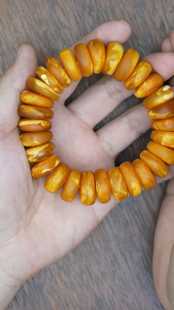 【闪购商品】琥珀裸石未镶嵌花蜡墩子橘皮手串