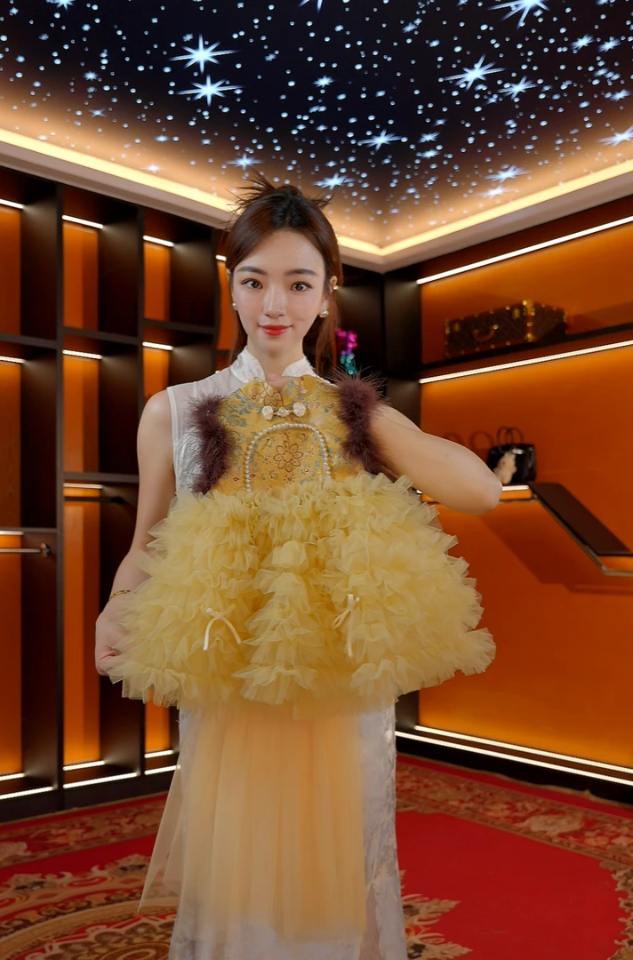 公主与女王2025秋季新款女童中国风秋季连衣裙MF1099