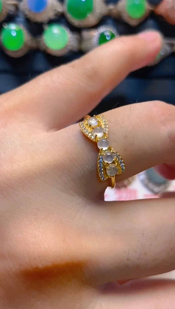 翡翠银S925镶嵌耳饰天然