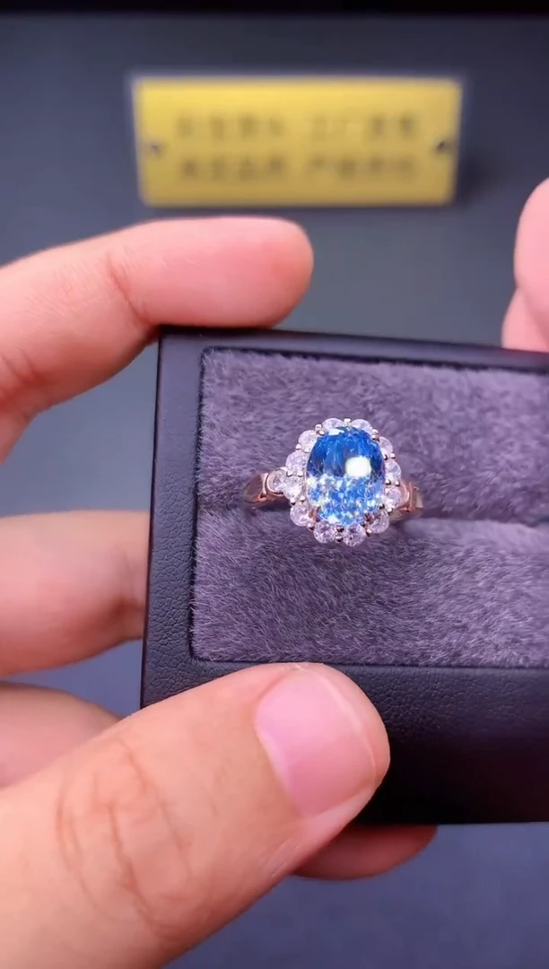 海蓝宝石戒圈银S925镶嵌00000