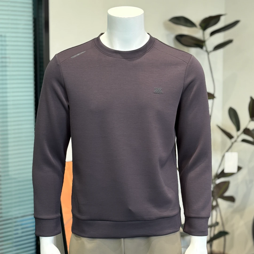 空气层微阔插肩长袖卫衣男士圆领纯色休闲百搭打底清爽百搭秋季