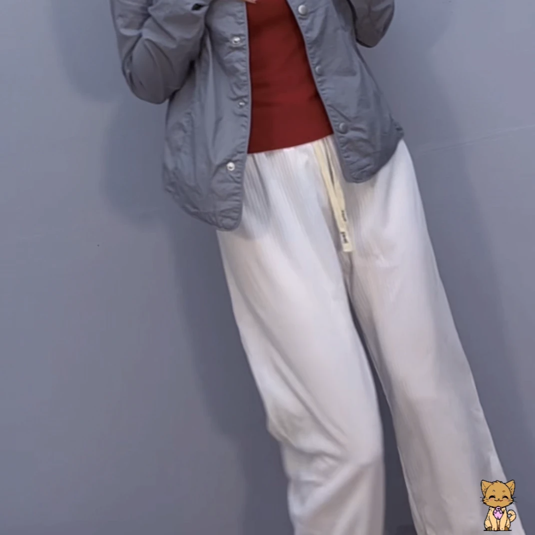 编织抽绳竹节直筒驱蚊裤百搭休闲款