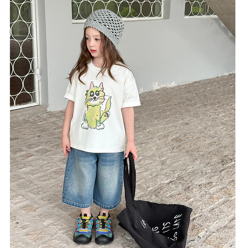 【一波价】韩版休闲T恤夏女童舒适凉感小冰皮卡通可爱短袖 25C155