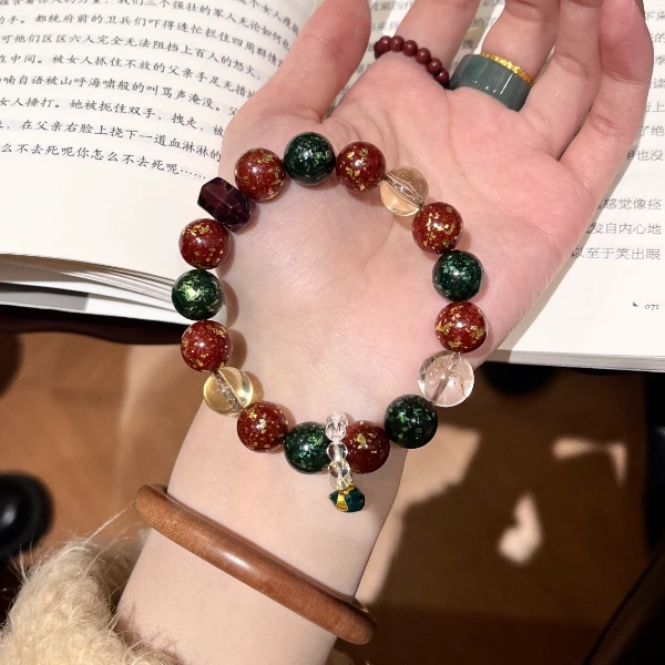 御颜玫瑰冬阁藏春12mm金箔珠手串hx0060zt5710