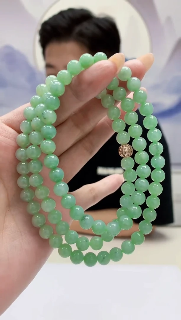 定制翡翠未镶嵌4917MM-毛货珠链45