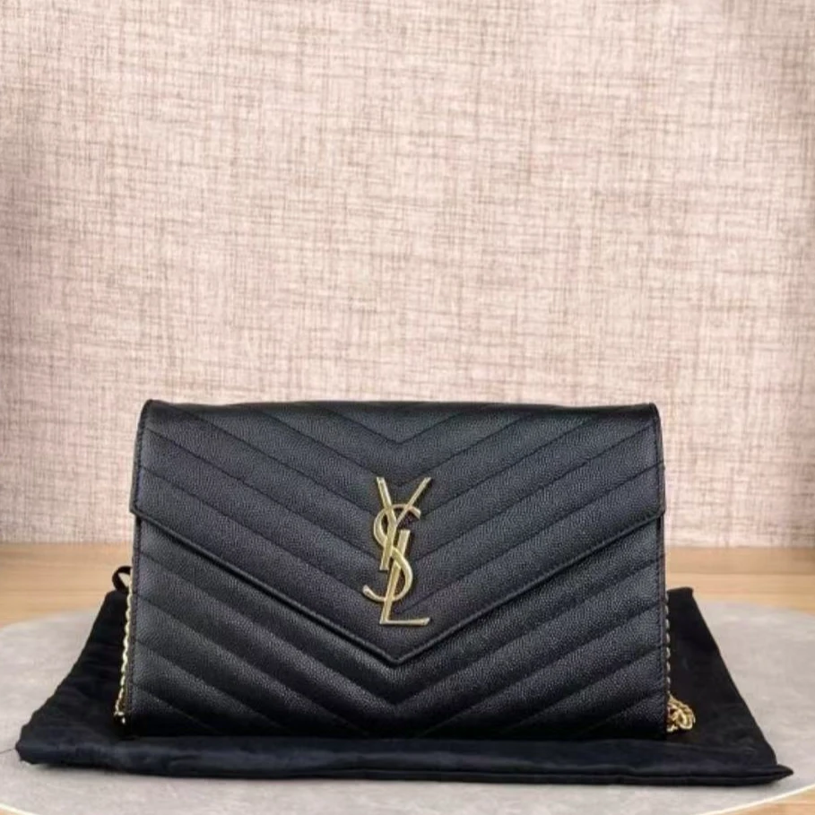 95新 YSL/圣罗兰 唐唐专属 YSL黑金斜挎包THCI2377