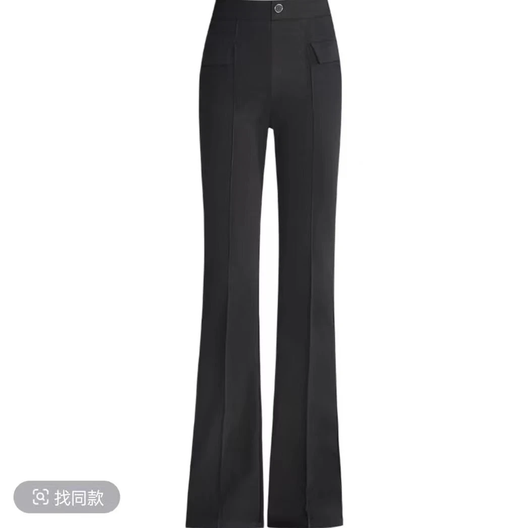 敏子家5801-2加绒高腰微喇女神高腰弹力女士修身长裤休闲裤喇叭裤