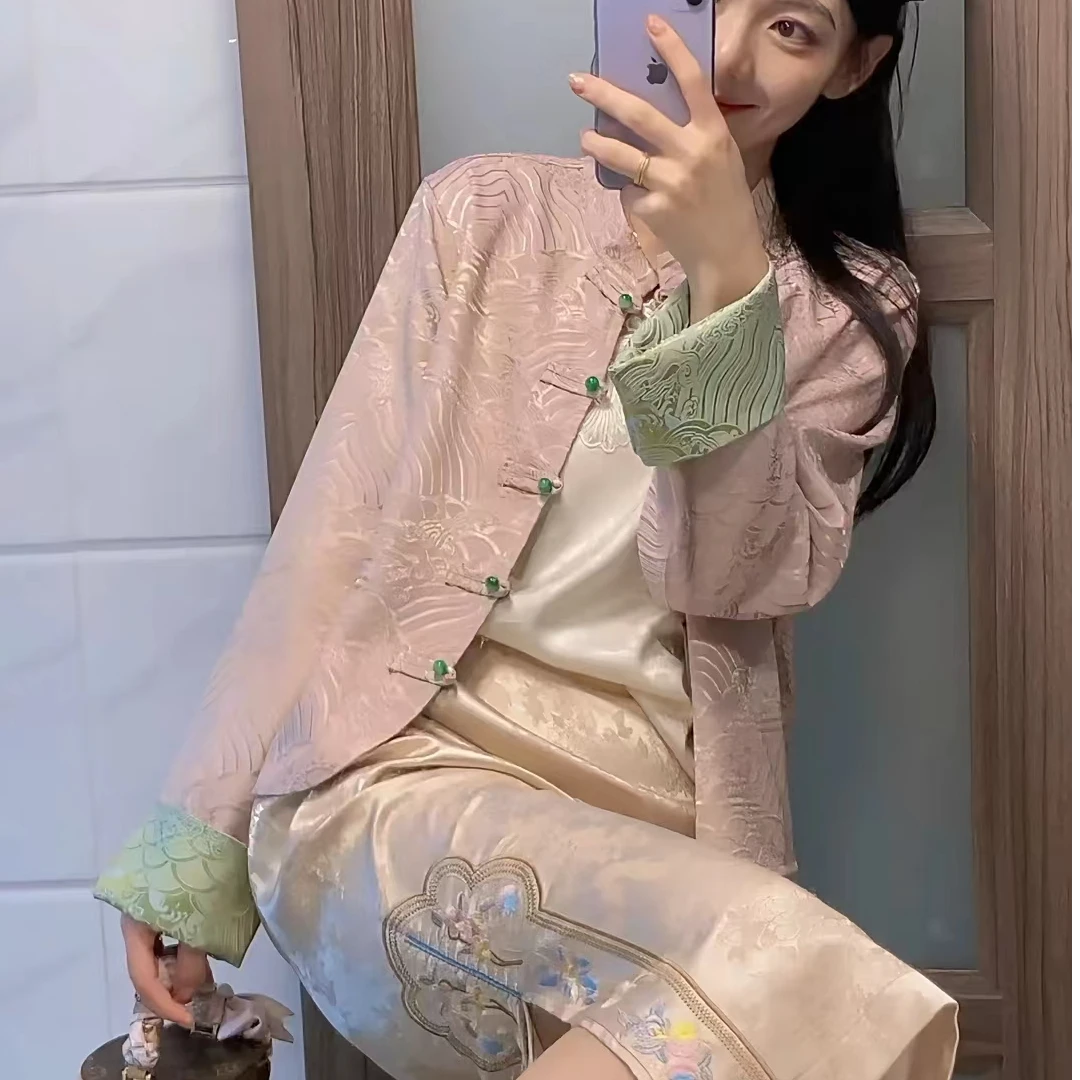 春季新款短外套双面双穿搭配新中式国风上衣女气质时尚古风