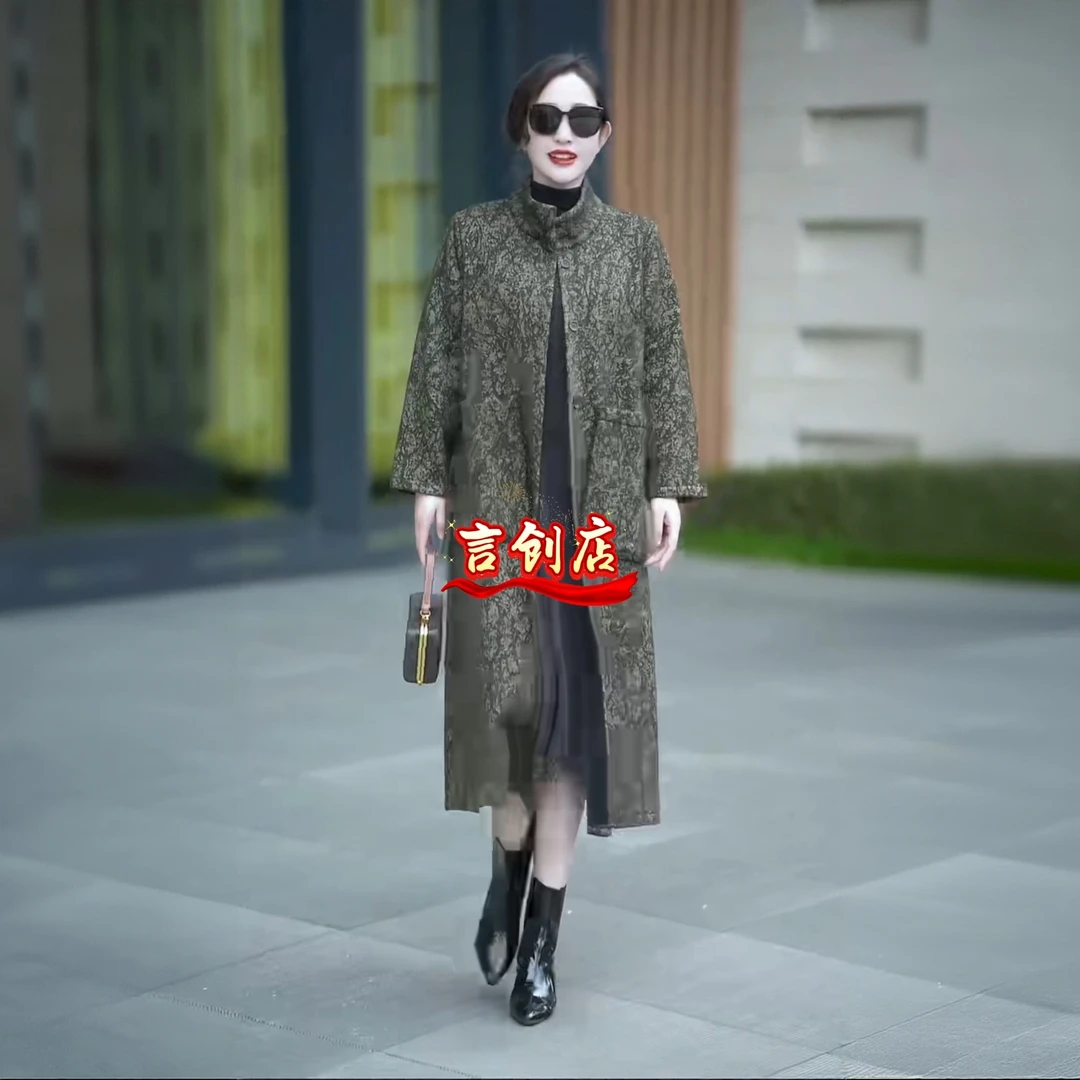 1203复古原版新款加绒立领毛呢大衣加厚保暖中老年妈妈装冬季大衣