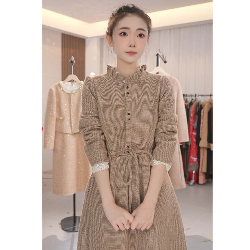 Y1611气质优雅连衣裙女装秋冬新款高档洋气女士百搭裙子