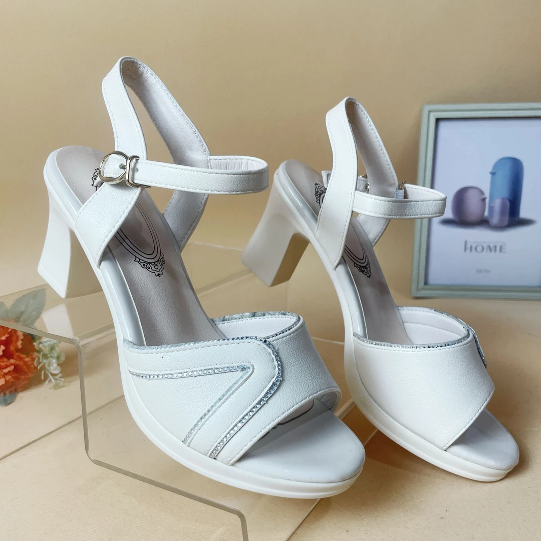 低帮露趾凉鞋女高跟露趾时装凉鞋细跟粗跟鞋子夏季韩版凉鞋