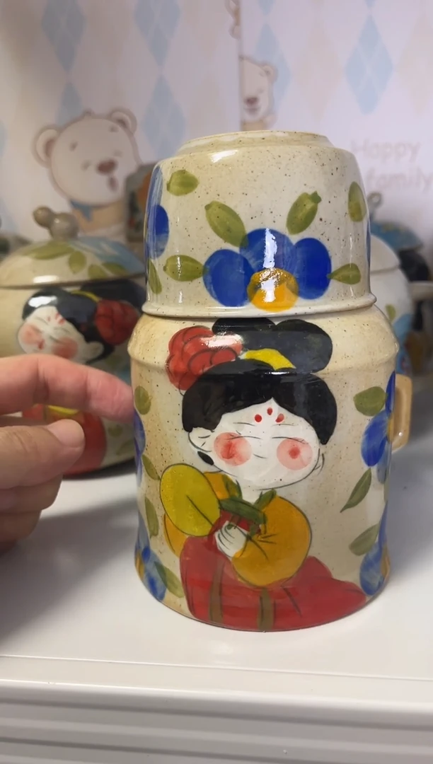 杯子张*儿手绘高温釉下陶瓷4件套