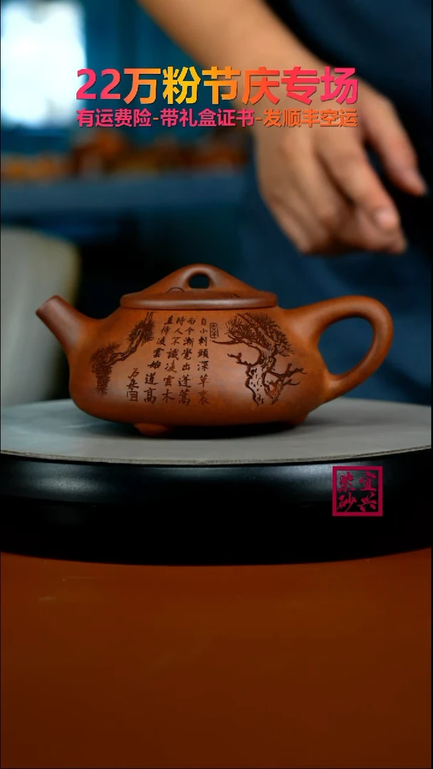 茶壶紫砂蒋静明天星泥松竹景舟石瓢300CC