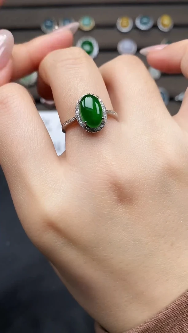 银S925镶嵌戒指翡翠111