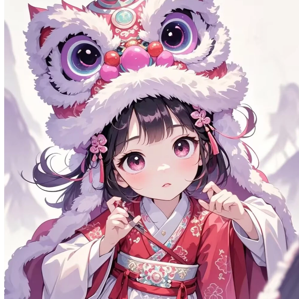 粉红女孩 装饰画 半成品