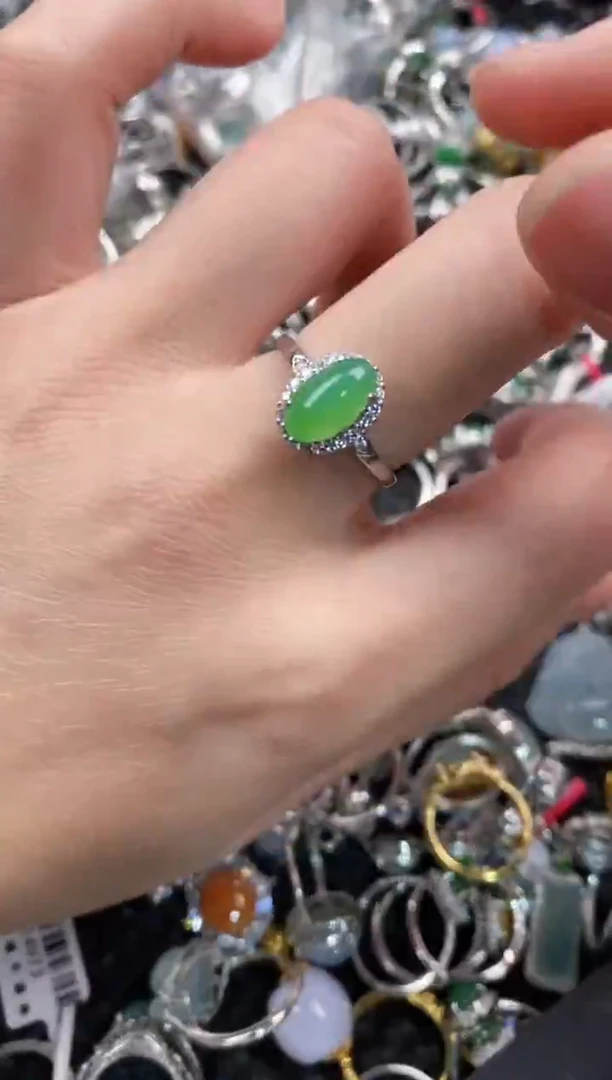 银S925镶嵌戒指翡翠888  2
