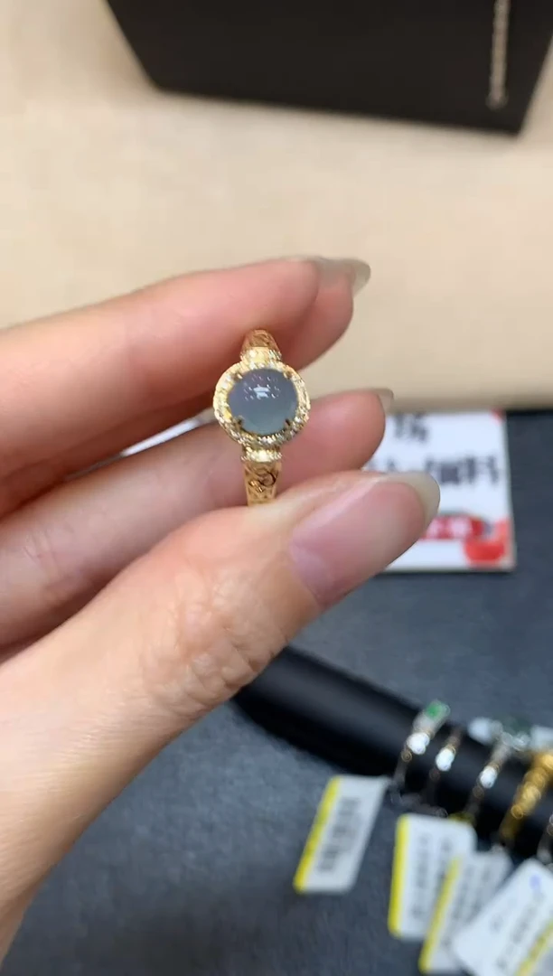 18K金镶嵌戒指翡翠6【无鉴赏期】蛋面【无服务费