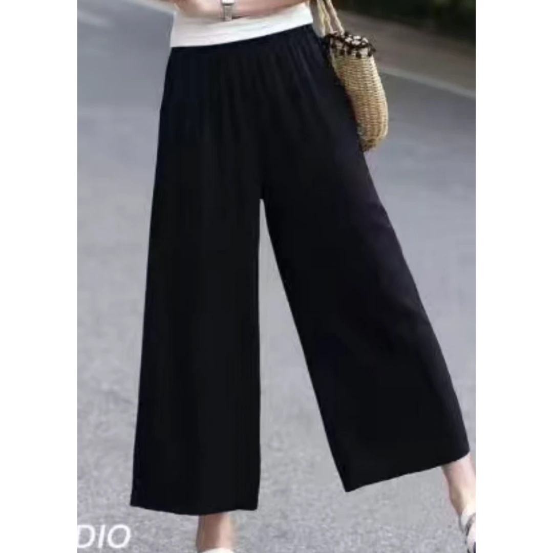 绵绸宽松显瘦九分直通裤2526