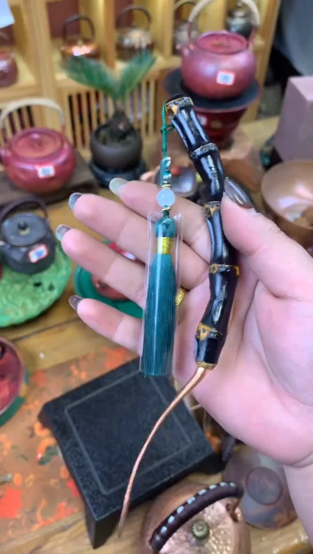 紫铜头紫竹流苏茶拨