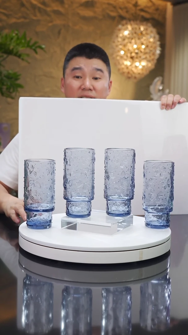 瓷片福利深蓝水杯一套四只