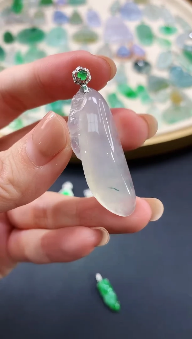 翡翠18K金镶嵌吊坠(不含链)福瓜|3500+0